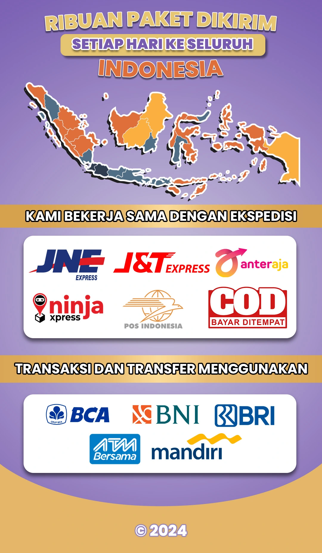 Ribuan Paket dikirim ke seluruh indonesia